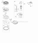 Electric Starter Flywheel Diagram and Parts List for 49M877-0046-G1  Briggs and Stratton Engine
